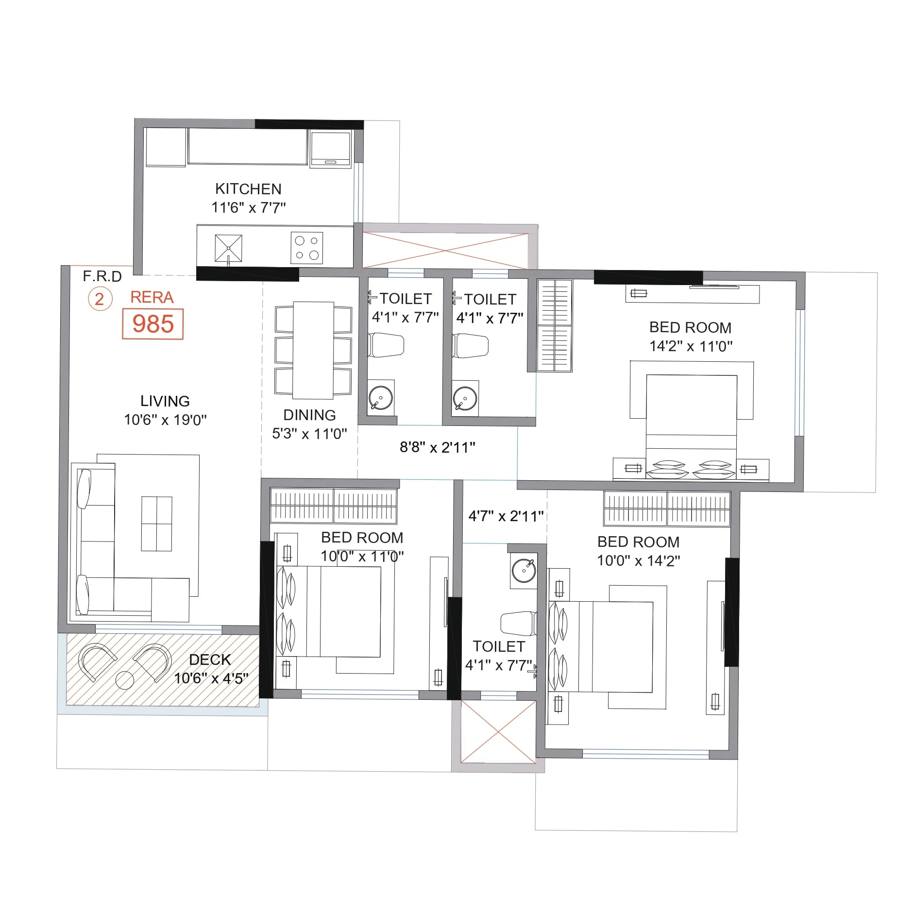 Rishabraj Ceramont 3 BHK Layout